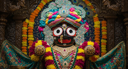 Adorned Jagannath Deity in Temple