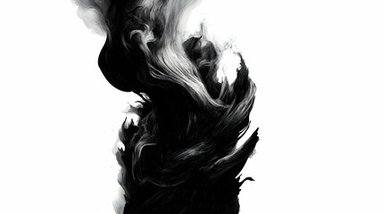 Fototapeta premium Abstract Black Ink Flow On White Background