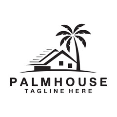 Obraz premium Palm Tree House, Palm tree house silhouette