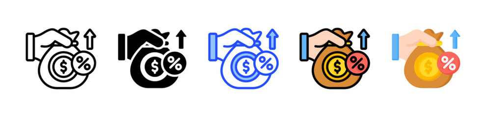 Debt Default Icon Collection With Multiple Styles