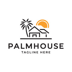 Obraz premium Palm Tree House, Palm tree house silhouette