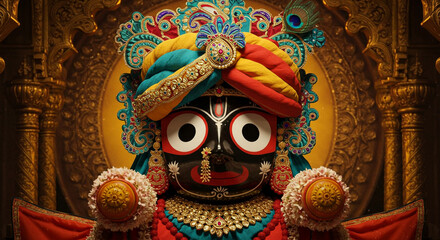 Majestic Jagannath Deity in Ornate Attire