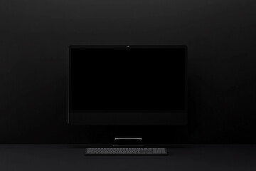 Black Desktop Computer Minimalist Setup Dark Background