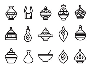 Colorful Couscous Food Line Art Illustration for Stock