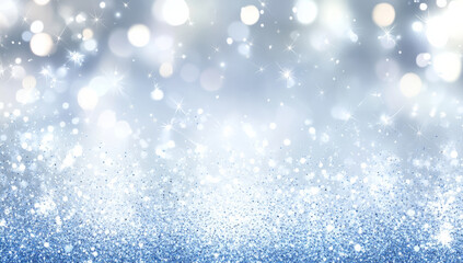Fototapeta premium shimmering blue and silver glitter background with sparkling bokeh lights creates magical atmosphere, perfect for celebrations and festive occasions