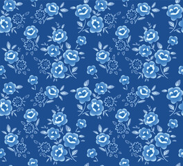 Japanese Pretty Garden Flower Vector Seamless Pattern
