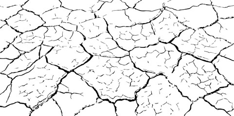 Ideal for Creating Earthquake-Related Design Effects.White, and Grey,Realistic Vector Textures of Earthquake-Damaged Land and Wall Surfaces with Cracks and Breaks in Black,
