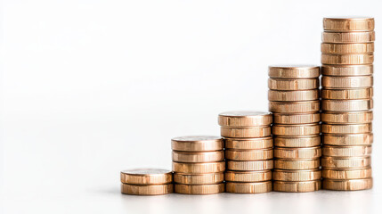 Stacks of coins representing financial growth and investment strategy, showcasing increasing value and prosperity