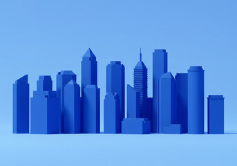 Obraz premium Cityscape Silhouette in Blue Hues Modern Architecture Design