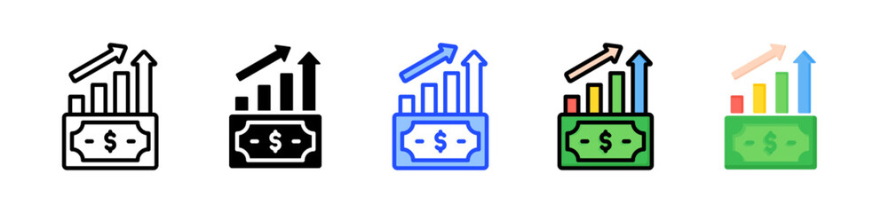 Market Earnings Icon Collection With Multiple Styles