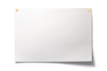 画鋲で壁に貼り付けられた、A4の白い紙