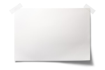 透明なテープで壁に貼り付けられた、A4の白い紙