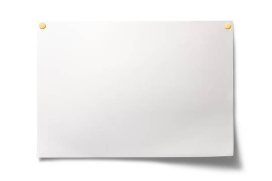 画鋲で壁に貼り付けられた、A4の白い紙