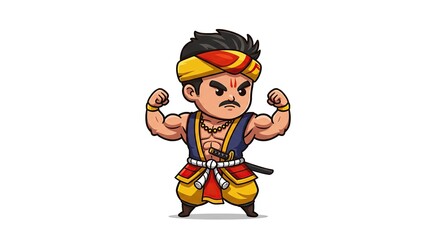 Strong Cartoon Samurai Warrior Character Illustration