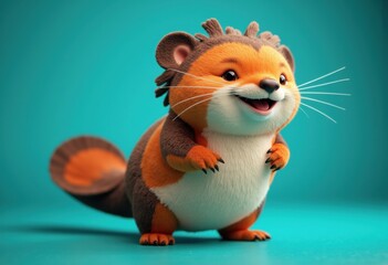 Fototapeta premium A cute, animated hedgehog character with a cheerful expression
