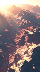 Pixelated Mountain Valley Sunset Landscape