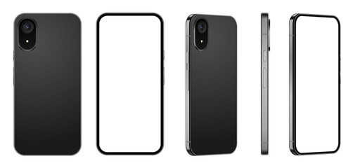 Realistic smartphone mockup. Mobile phone vector with isolated on white background. Device front view. 3D mobile phone with shadow. Realistic, high quality smart phone mockup for ui ux presentation.