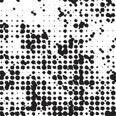 A dense scattering of black and white circular dots covers the