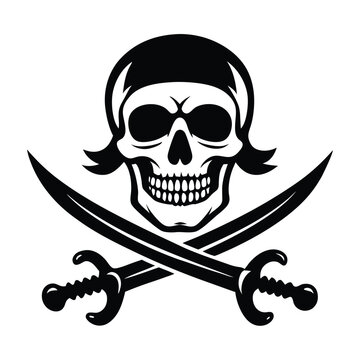 recommend clip art: Fearsome Pirate Skull Silhouette, Crossed Swords, Black Design, Vector Graphic, Jolly Roger