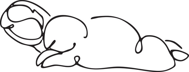A minimalist drawing depicts a sleeping infant resting on a white surface.