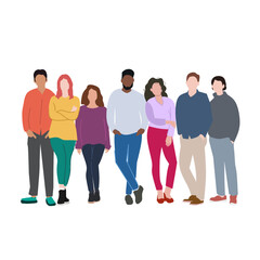 Obraz premium group of people illustration in flat art style perfect for diversity, inclusive design, etc