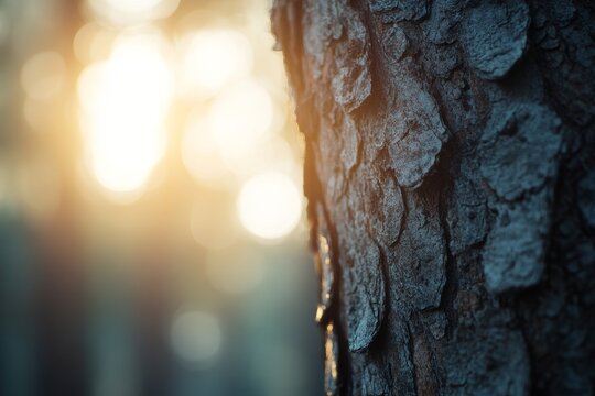 Close up of tree bark texture with blurred background.