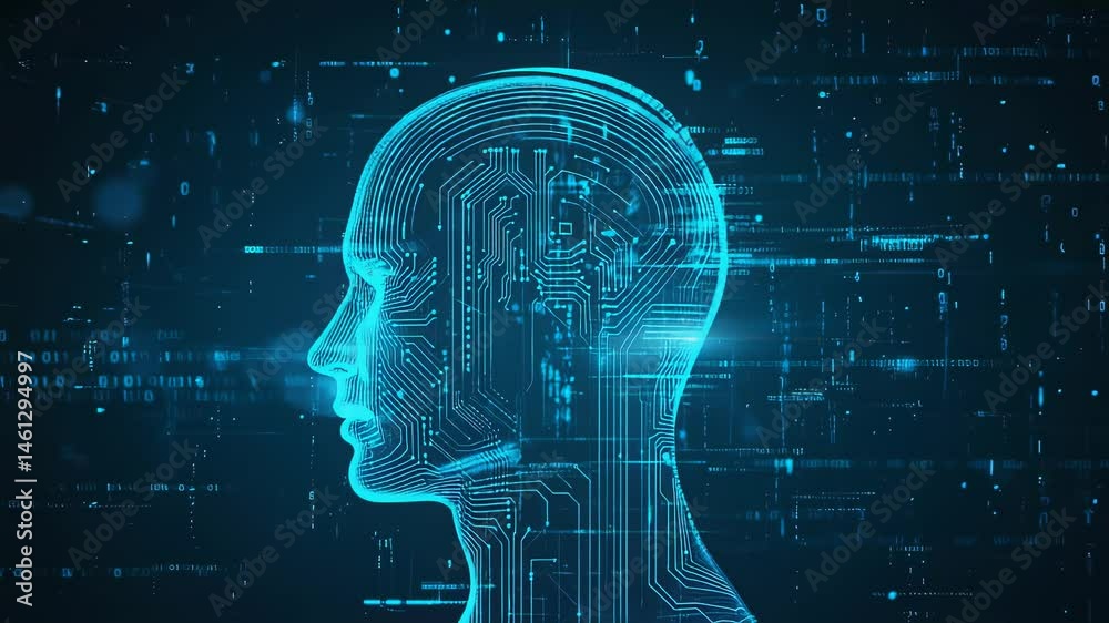 Poster digital head circuitry animation