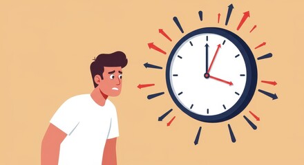 Time Pressure and Anxiety: A Man Stressed by the Clock's Urgency