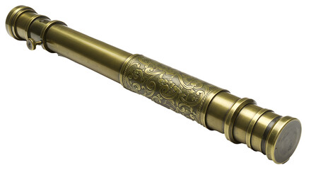 Fototapeta premium Antique Brass Telescopic Rod PNG, White Background, Transparent
