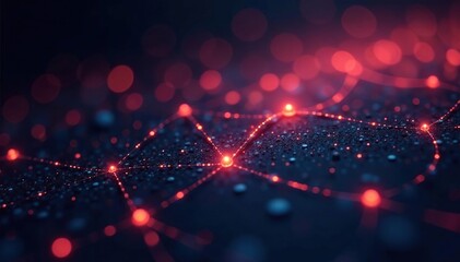 Obraz premium Abstract glowing network nodes on a dark blackboard, modern, internet