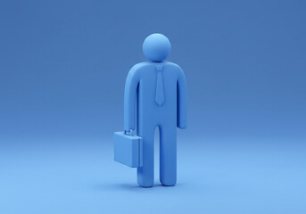 Icon Man Holding Briefcase Stands Ready for Business