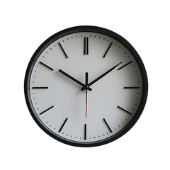 Isolated modern wall clock with minimalist design on transparent background, sharp focus for design blogs, e-commerce product pages and visuals representing punctuality, crystal clear finish