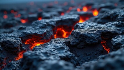 Volcanic landscape with lava formations