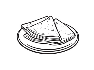 Handcrafted Crepe Food Line Art Illustration for Culinary Branding
