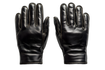 Isolated pair of leather gloves on transparent background, highly detailed photo for fashion editorials, blog graphics about winter fashion and illustrations of warmth and comfort, sharp focus