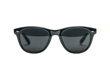 Isolated sunglasses with dark lenses on transparent background, highly detailed photo for digital art, graphics about sunny weather and modern lifestyle visuals, sharp focus