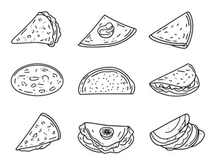 Crepe Food Line Art Detailed Illustration for Food Design