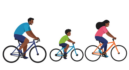 Obraz premium Vector image of family riding bicycles