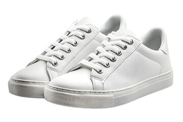 Pair of white sneakers isolated, highly detailed product image for footwear brand promotion and online retail platforms