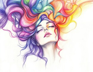 Colorful Woman with flowing hair