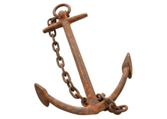 rusty anchor isolated on white background PNG