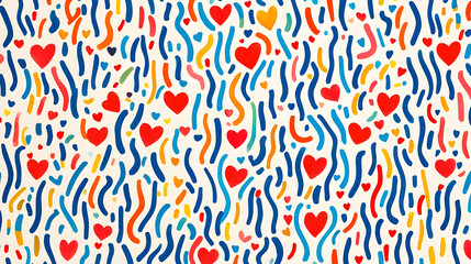 Colorful Abstract Pixel Art Pattern With Hearts