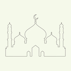 Islamic Architecture Mosque Outline Vector Art.