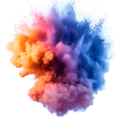 Puff of colored powder explosion on transparent background, professional effect for advertising, party themes, and artistic backgrounds