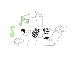 Music characters scene flat vector concept operation illustration

