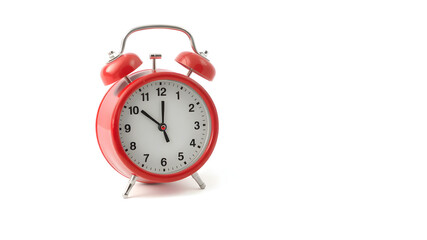 Red alarm clock isolated on white transparent background