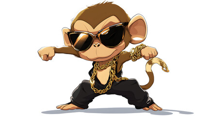 Cool Monkey in Sunglasses and Gold Chain