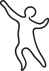 A silhouetted figure stretches upwards in a dynamic pose.