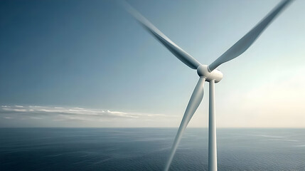 Ocean View Wind Turbine At Sunrise
