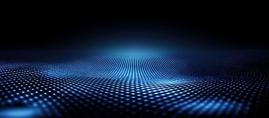 Obraz premium Digital landscape of glowing blue dots creates an immersive visual experience at night